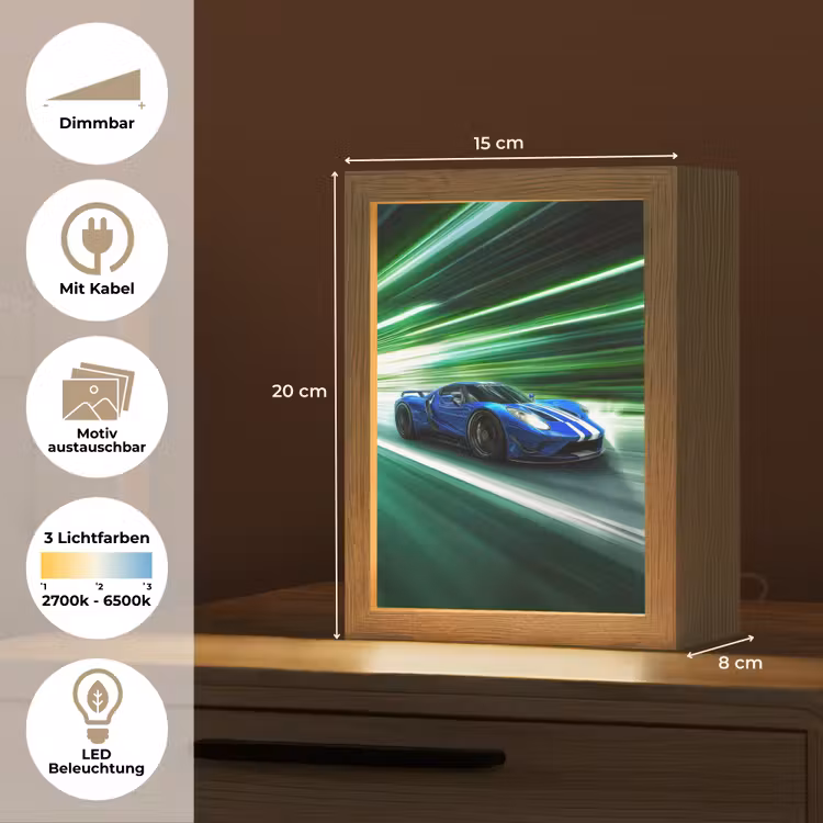 Race auto - Blauw - Groen Light Box met kabel (Kinderlampje) klein -USP_websiteoverzichtDE