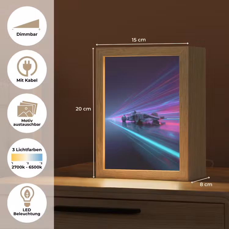 Racewagen - Neon - Snelheid - Paars Light Box met kabel (Kinderlampje) klein -USP_websiteoverzichtDE