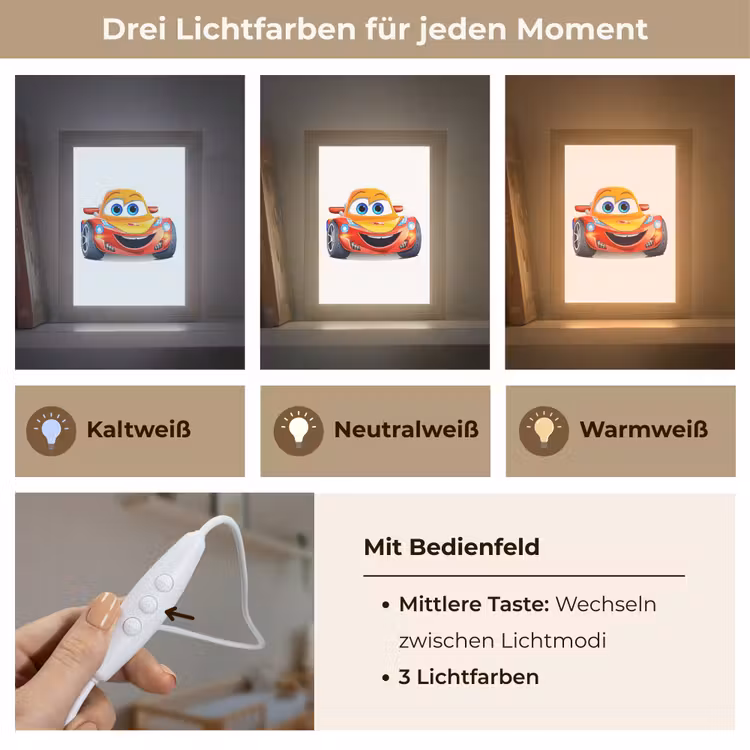 Raceauto - Oranje - Jongens - Kinderen - Auto Light Box met kabel klein -USP_lichtkleurDE