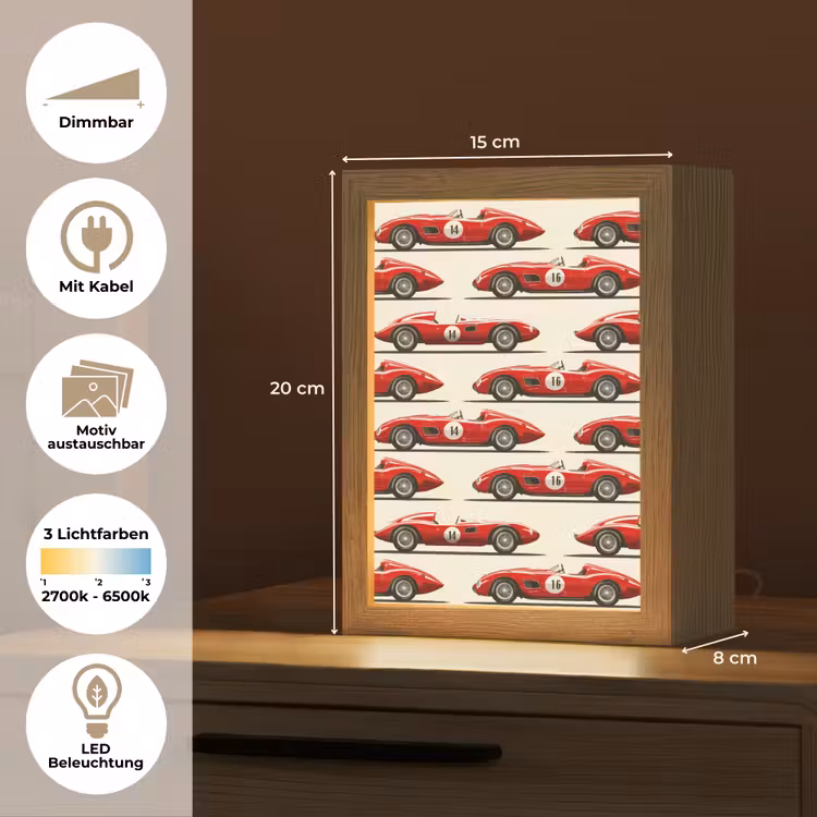 Raceauto - Retro - Rood Light Box met kabel (Kinderlampje) klein 904 -USP_websiteoverzichtDE