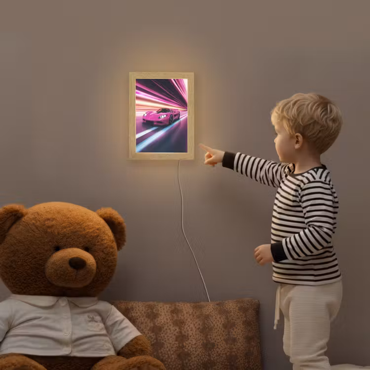 Raceauto - Roze - Neon Light Box met kabel klein -sfeer4a_kind