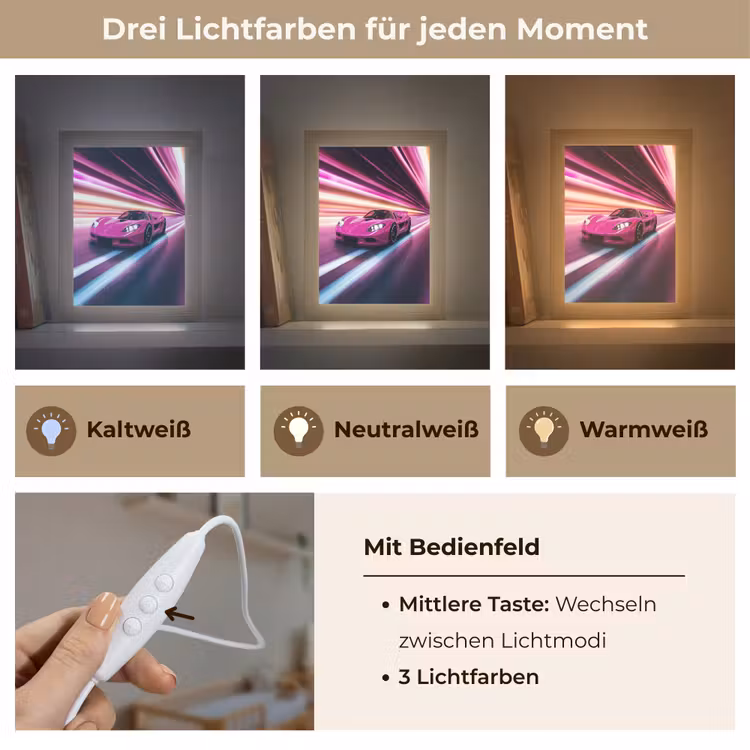 Raceauto - Roze - Neon Light Box met kabel klein -USP_lichtkleurDE