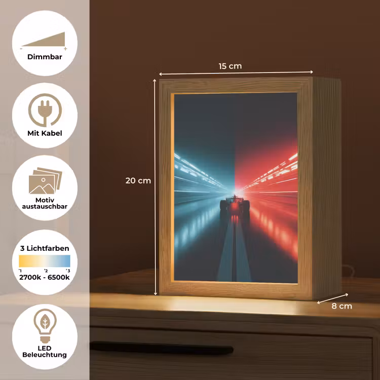 Raceauto - Rood - Blauw - Snelheid Light Box met kabel (Kinderlampje) klein -USP_websiteoverzichtDE