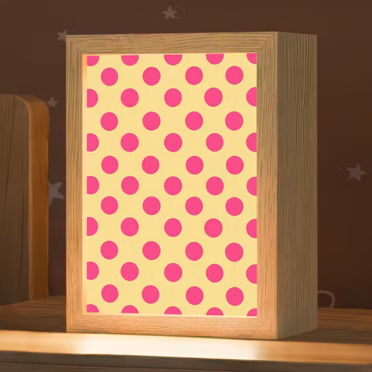 Roze - Stippen - Geel Light Box met kabel (Kinderlampje) klein 904 -zzz_3d_website