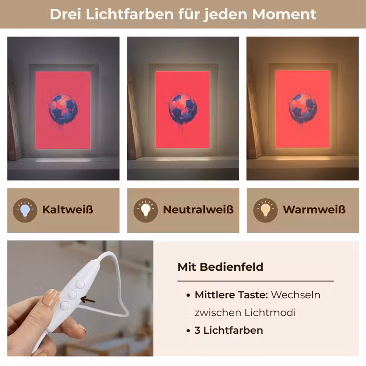 Rood - Voetbal - Abstract - Verfspatten Light Box met kabel klein -USP_lichtkleurDE