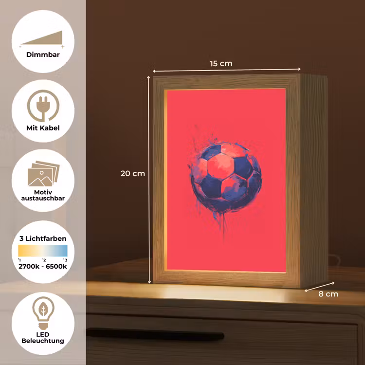 Rood - Voetbal - Abstract - Verfspatten Light Box met kabel (Kinderlampje) klein -USP_websiteoverzichtDE
