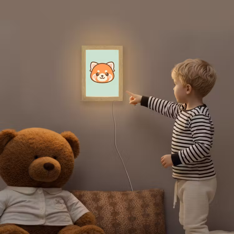 Rode panda - Groen - Cartoon Light Box met kabel klein -sfeer4a_kind