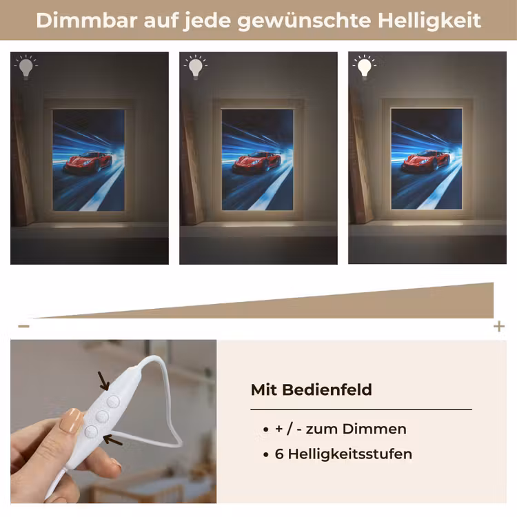 Rode raceauto - Blauw - Futuristisch Light Box met kabel klein -USP_dimbaarDE