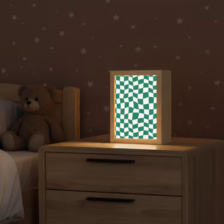 Schaakbord - Golvend - Groen Light Box met kabel (Kinderlampje) klein 904 -sfeer1_kind
