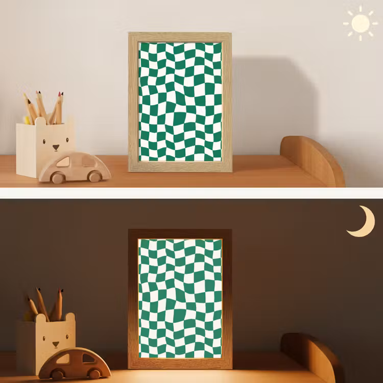 Schaakbord - Golvend - Groen Light Box met kabel (Kinderlampje) klein 904 -sfeer3_kind