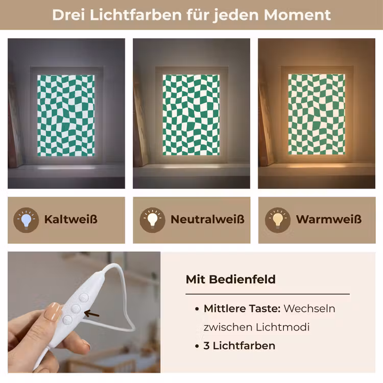 Schaakbord - Golvend - Groen Light Box met kabel (Kinderlampje) klein 904 -USP_lichtkleurDE
