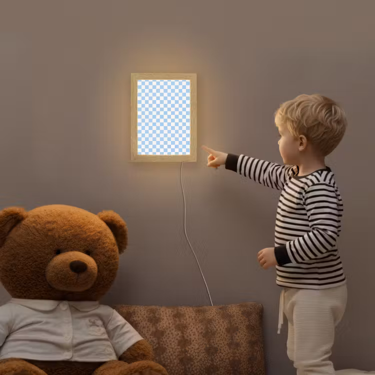 Schaakbord - Klassiek - Blauw Light Box met kabel (Kinderlampje) klein 904 -sfeer4a_kind