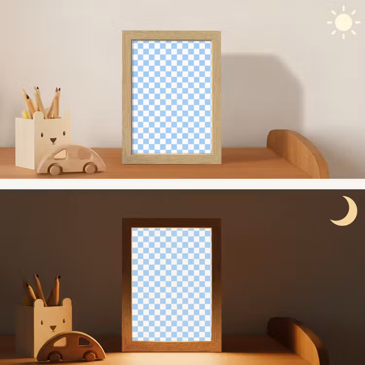 Schaakbord - Klassiek - Blauw Light Box met kabel (Kinderlampje) klein 904 -sfeer3_kind