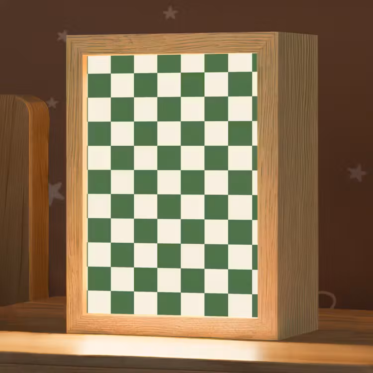 Schaakbord - Patroon - Groen Light Box met kabel (Kinderlampje) klein 904 -zzz_3d_website