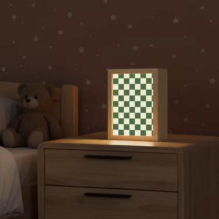 Schaakbord - Patroon - Groen Light Box met kabel (Kinderlampje) klein 904 -sfeer1_kind