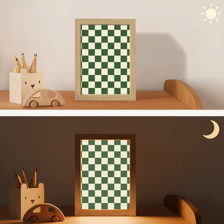 Schaakbord - Patroon - Groen Light Box met kabel (Kinderlampje) klein 904 -sfeer3_kind