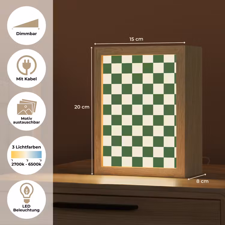 Schaakbord - Patroon - Groen Light Box met kabel (Kinderlampje) klein 904 -USP_websiteoverzichtDE