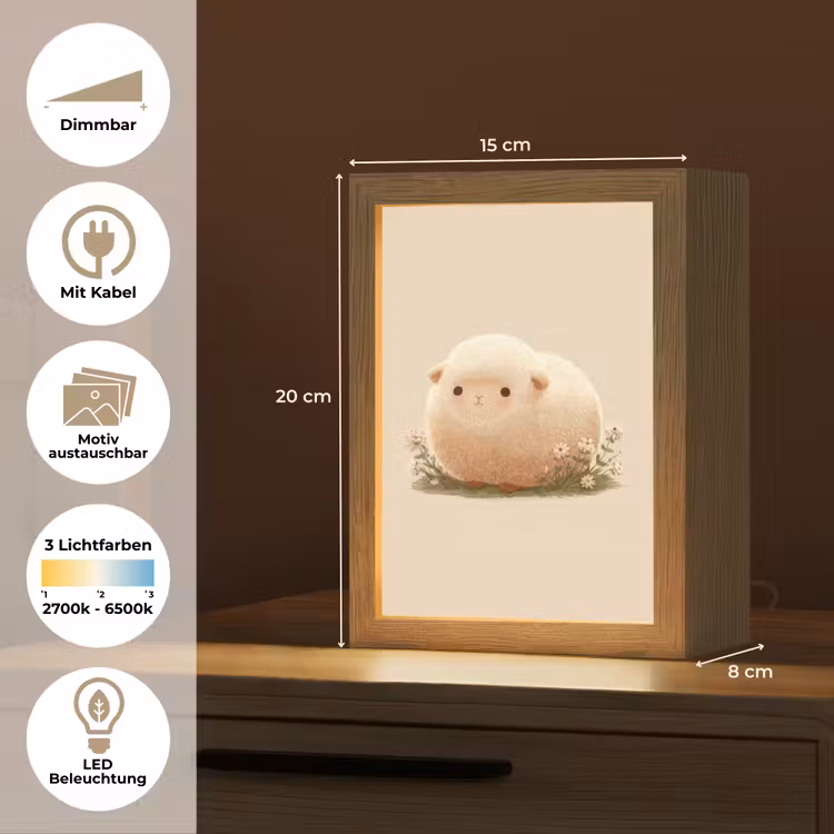 Schaap - Beige - Bloemen Light Box met kabel (Kinderlampje) klein -USP_websiteoverzichtDE