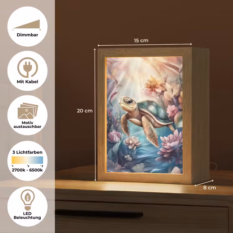 Schildpad - Bloemen - Onderwater Light Box met kabel (Kinderlampje) klein -USP_websiteoverzichtDE