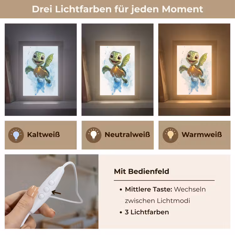 Schildpad - Cartoon - Water - Groen Light Box met kabel klein -USP_lichtkleurDE