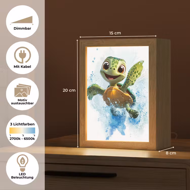 Schildpad - Cartoon - Water - Groen Light Box met kabel (Kinderlampje) klein -USP_websiteoverzichtDE