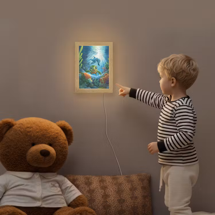 Schildpad - Dolfijn - Oceaan Light Box met kabel klein -sfeer4a_kind