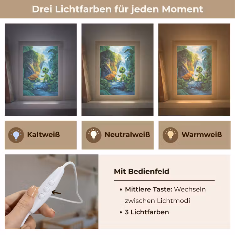 Schildpad - Dino - Jungle - Waterval Light Box met kabel klein -USP_lichtkleurDE