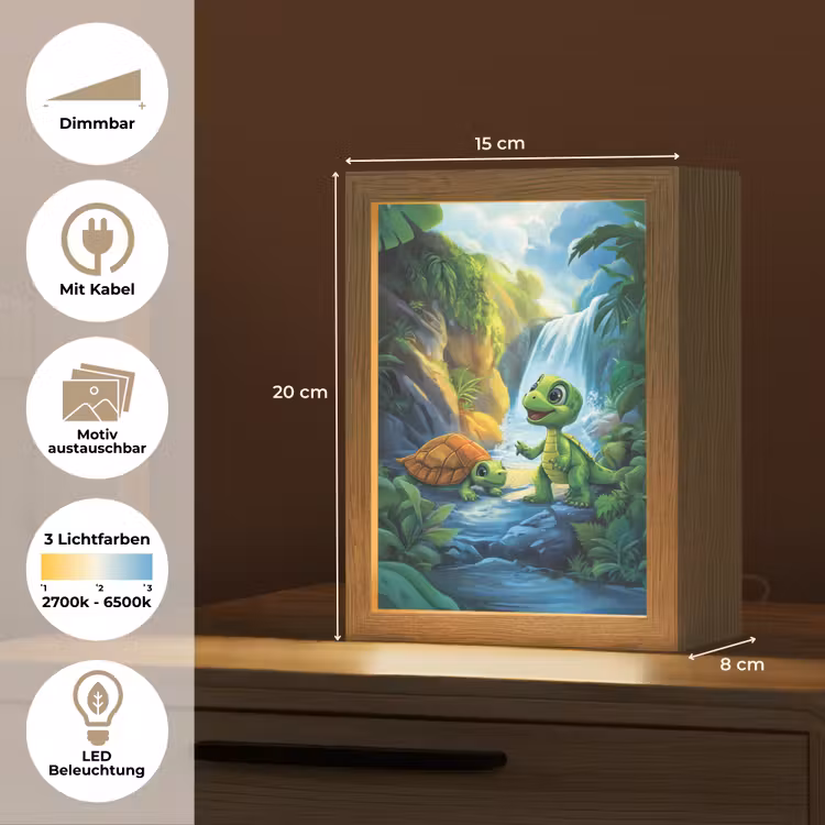 Schildpad - Dino - Jungle - Waterval Light Box met kabel (Kinderlampje) klein -USP_websiteoverzichtDE