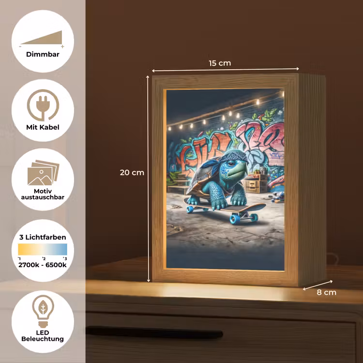 Schildpad - Graffiti - Skateboard - Jongens Light Box met kabel (Kinderlampje) klein -USP_websiteoverzichtDE