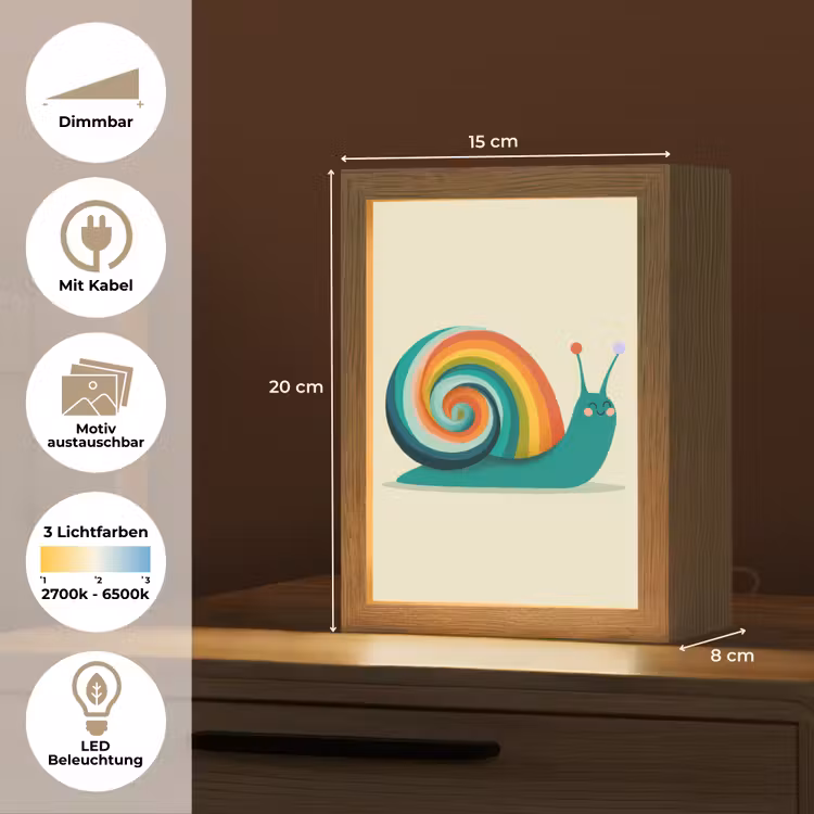 Slak - Regenboogschild - Groen Light Box met kabel (Kinderlampje) klein -USP_websiteoverzichtDE