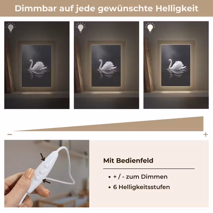 Zwaan - Water - Natuur - Realistisch - Wit Light Box met kabel (Kinderlampje) klein -USP_dimbaarDE