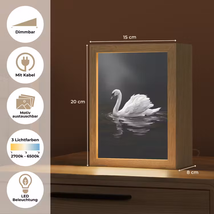 Zwaan - Water - Natuur - Realistisch - Wit Light Box met kabel (Kinderlampje) klein -USP_websiteoverzichtDE
