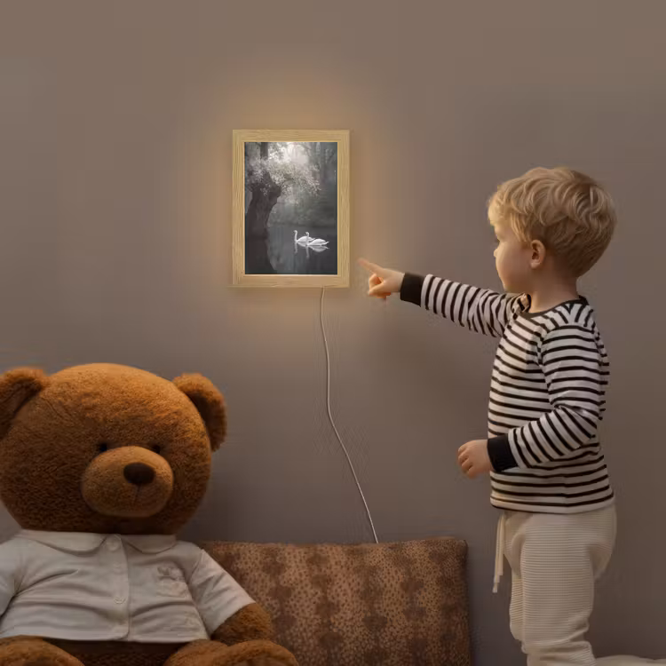 Zwanen - Rivier - Bos Light Box met kabel (Kinderlampje) klein -sfeer4a_kind