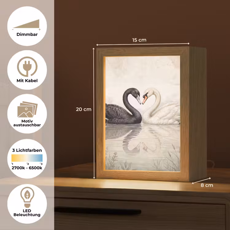 Zwanen - Hartvorm - Dieren Light Box met kabel (Kinderlampje) klein -USP_websiteoverzichtDE