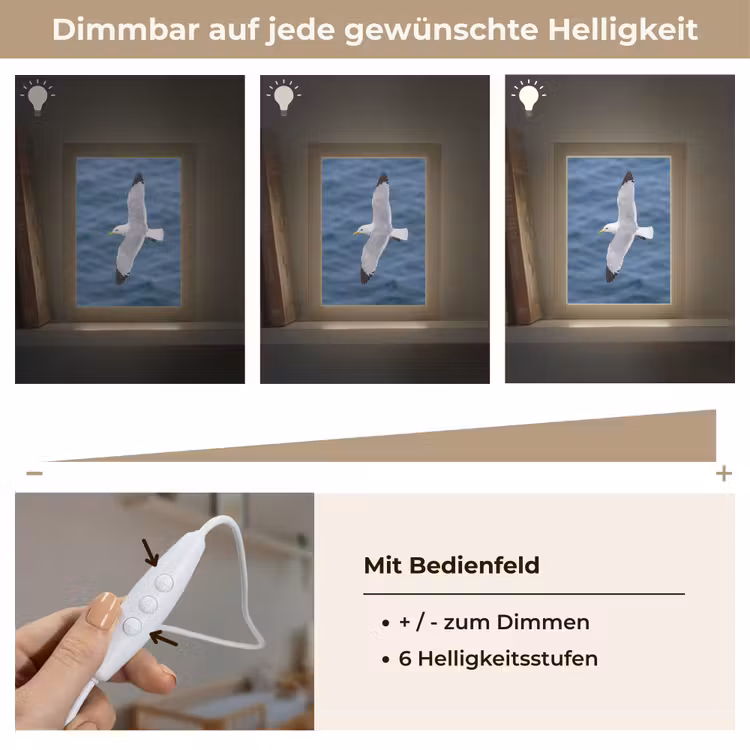 Zeemeeuw - Oceaan - Blauw Light Box met kabel (Kinderlampje) klein -USP_dimbaarDE