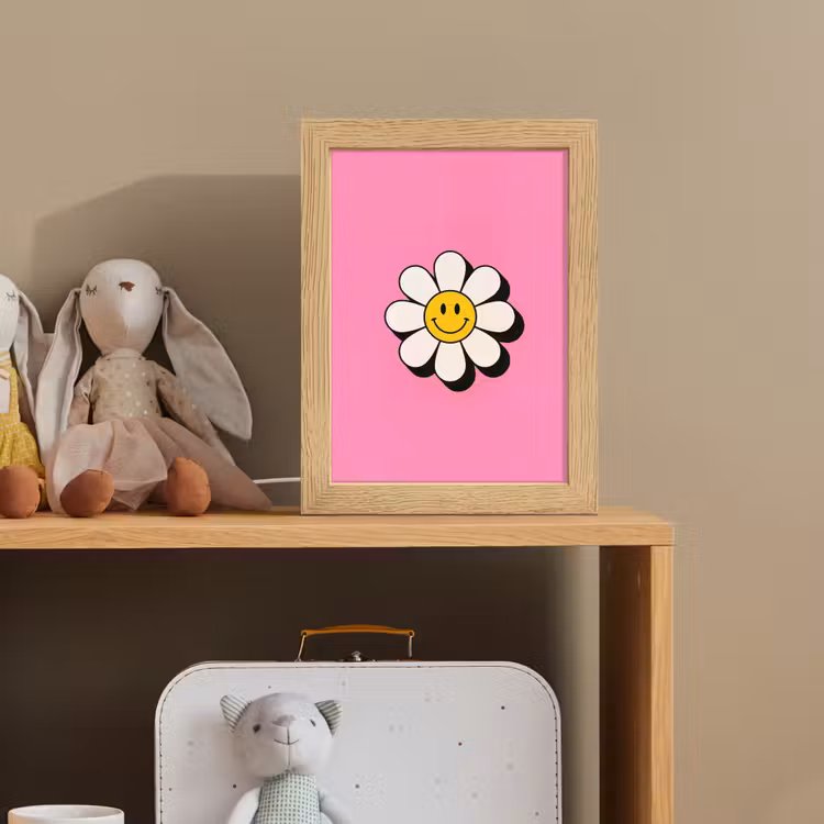 Smiley - Bloem - Roze Light Box met kabel (Kinderlampje) klein -sfeer2_kind
