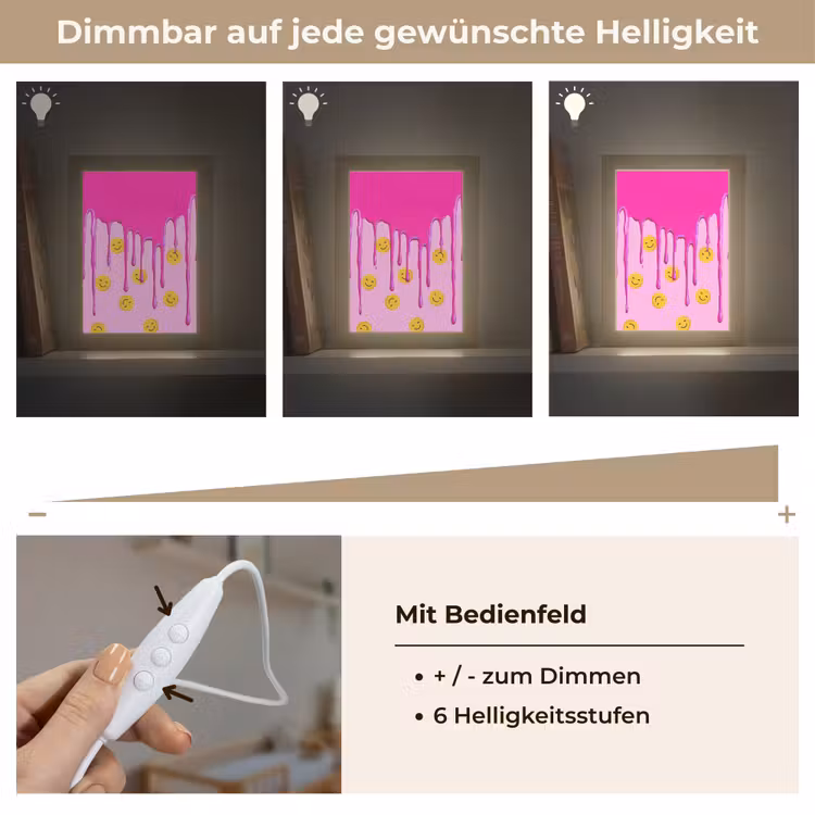 Smiley - Roze - Glazuur Light Box met kabel klein -USP_dimbaarDE