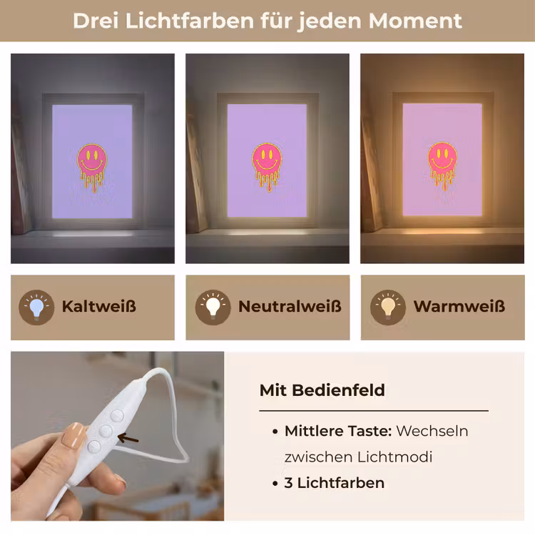 Smiley - Drip - Neon Light Box met kabel (Kinderlampje) klein -USP_lichtkleurDE
