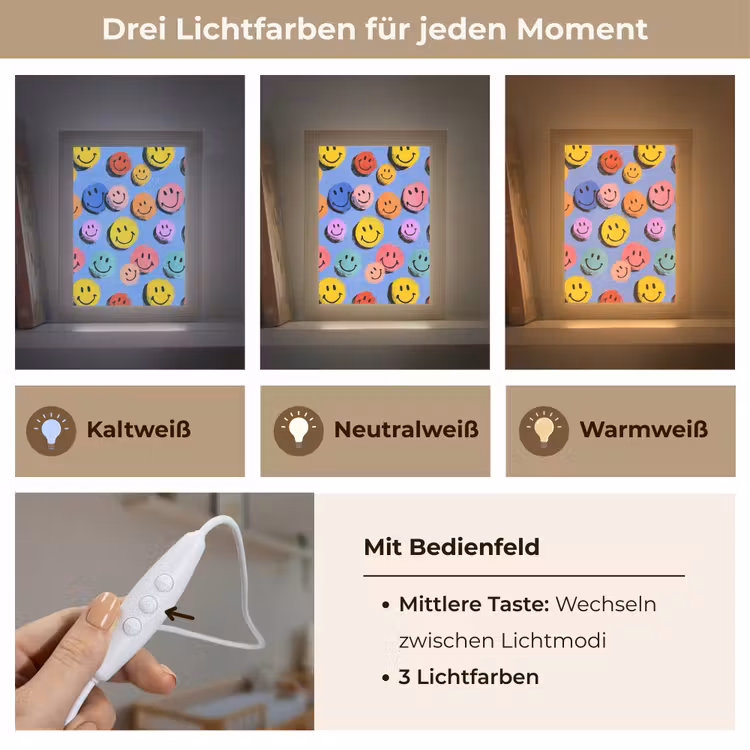 Smileys - Kleurrijk Light Box met kabel klein -USP_lichtkleurDE