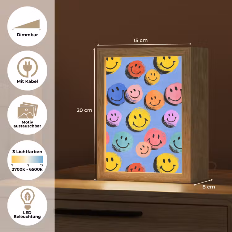Smileys - Kleurrijk Light Box met kabel (Kinderlampje) klein -USP_websiteoverzichtDE