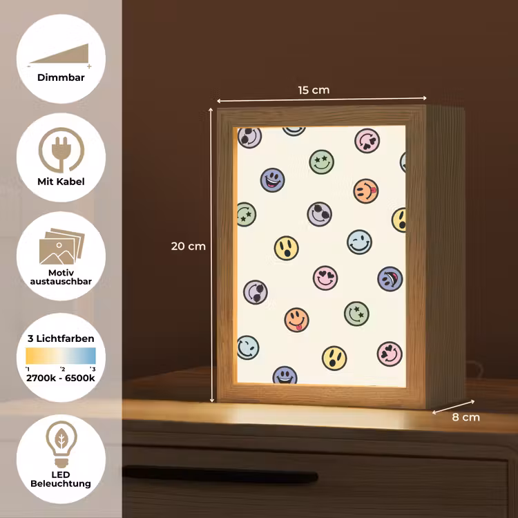 Smileys - Kleurrijk - Grappig Light Box met kabel (Kinderlampje) klein -USP_websiteoverzichtDE