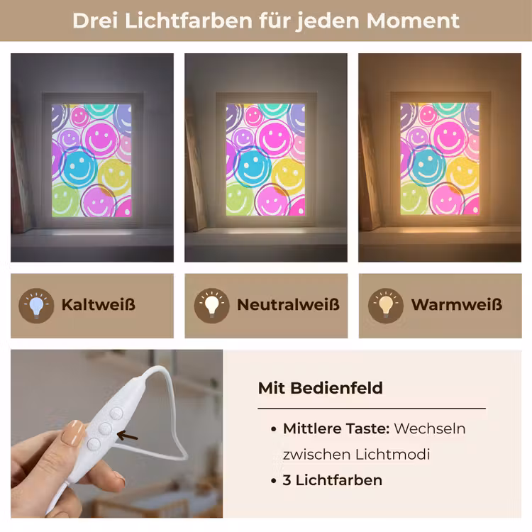 Smileys - Kleurrijk - Neon Light Box met kabel klein -USP_lichtkleurDE