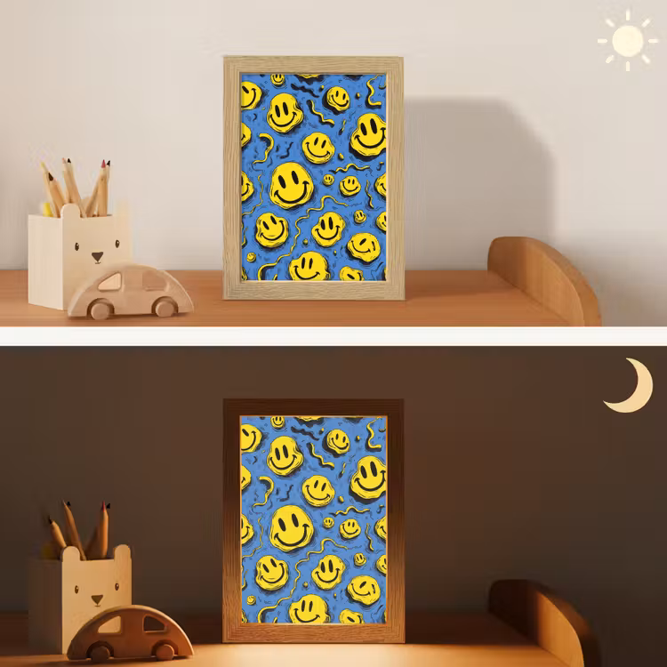 Smileys - Geel - Blauw Light Box met kabel klein -sfeer3_kind