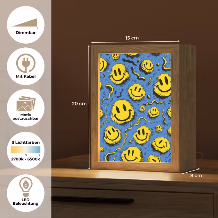 Smileys - Geel - Blauw Light Box met kabel (Kinderlampje) klein -USP_websiteoverzichtDE