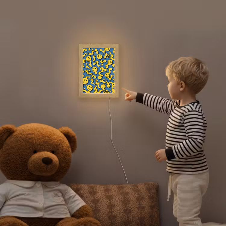 Smileys - Geel - Blauw Light Box met kabel klein -sfeer4a_kind