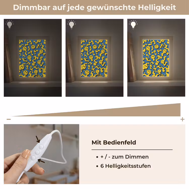 Smileys - Geel - Blauw Light Box met kabel klein -USP_dimbaarDE