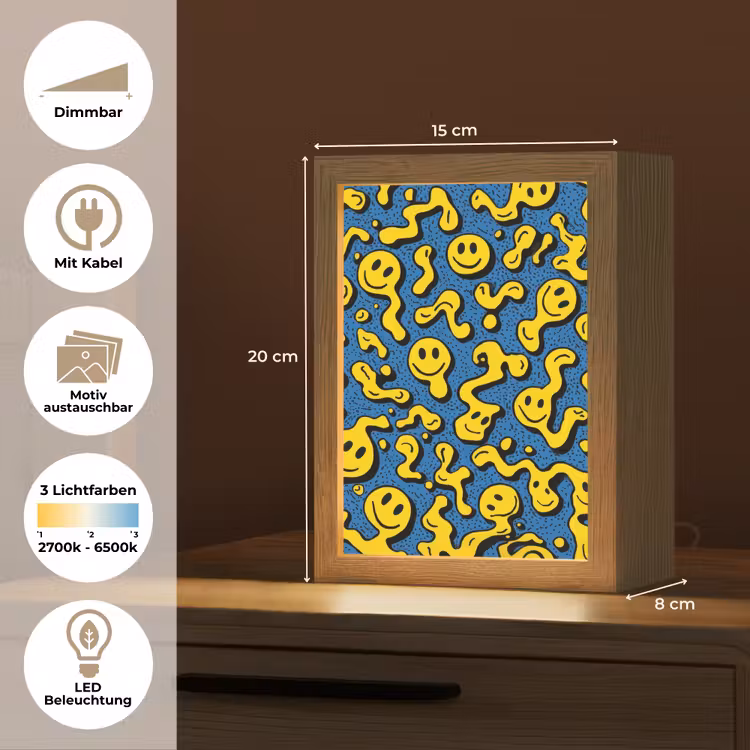 Smileys - Geel - Blauw Light Box met kabel (Kinderlampje) klein -USP_websiteoverzichtDE