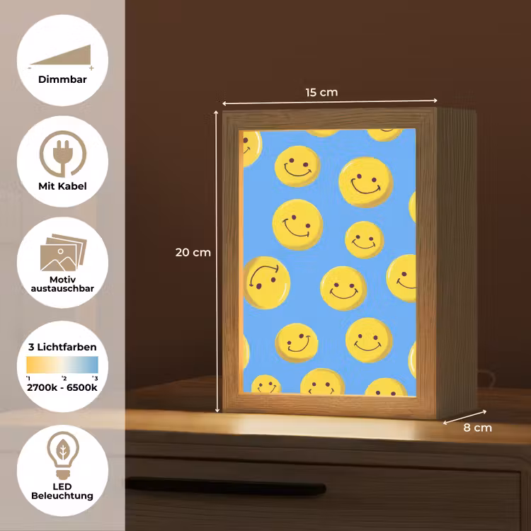 Smileys - Geel - Blauw Light Box met kabel (Kinderlampje) klein -USP_websiteoverzichtDE
