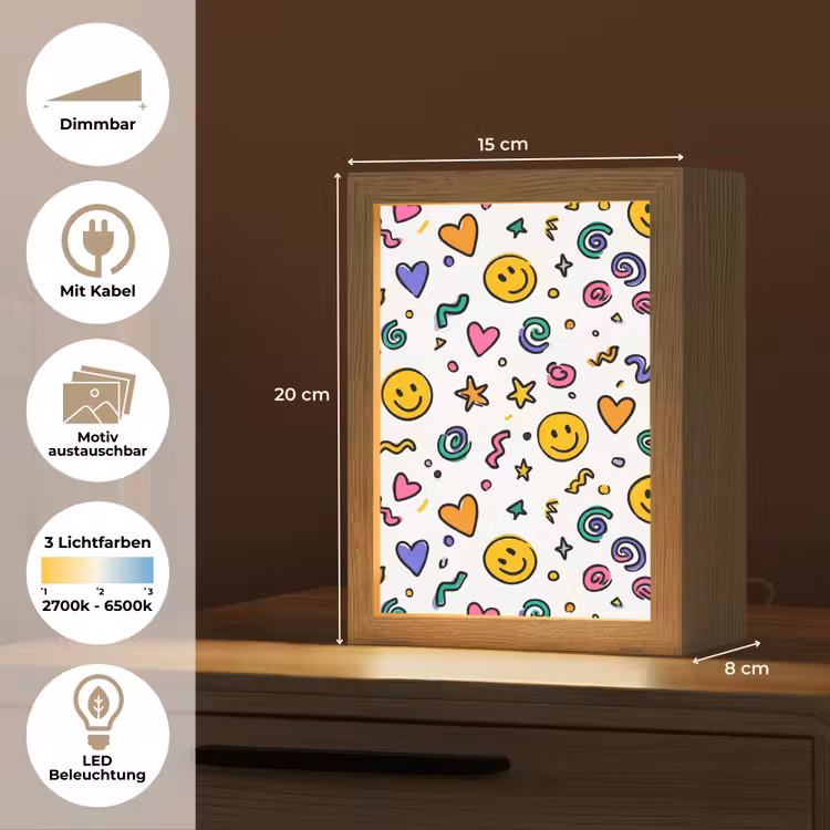 Smileys - Pictogrammen - Kleurrijk Light Box met kabel (Kinderlampje) klein -USP_websiteoverzichtDE