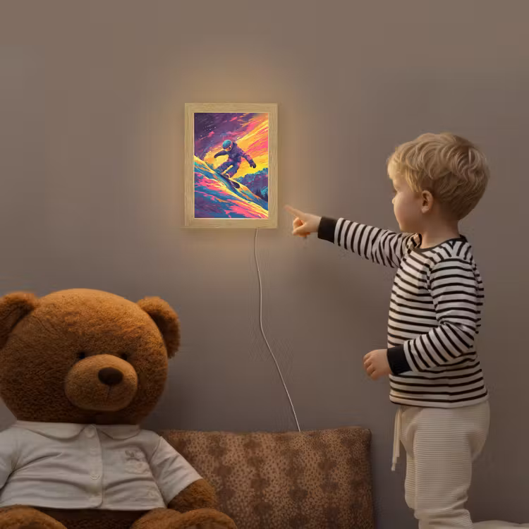 Snowboarden - Sneeuw - Kleurrijk Light Box met kabel klein -sfeer4a_kind